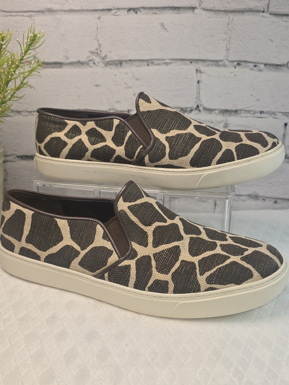 COLE HAAN JENNICA BROWN TAN GIRAFFE GOLD UNDERTONE SLIP-ON SHOES WOMENS  10.5 EU